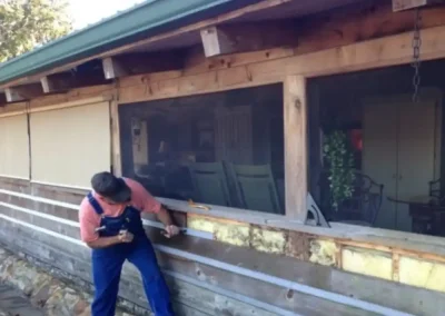 Log cabin exterior wall installation