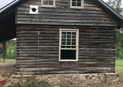 Log cabin with windows
